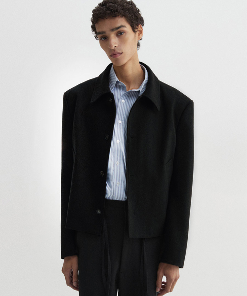 DNSR(ディーエヌエスアール)の「ウールクロップブルゾンブラック(ブルゾン・メンズ・その他・X-LARGE/MEDIUM/LARGE)」の1枚目の写真