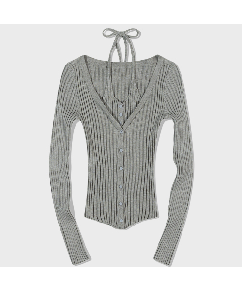 MOAA(モア)の「Rib Button-Up Cardigan (GRAY)(カーディガン/ボレロ・レディース・その他・SMALL/MEDIUM)」の2枚目の写真