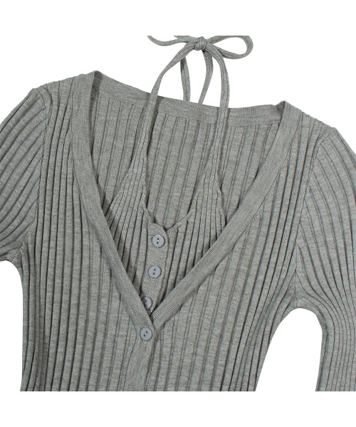 MOAA(モア)の「Rib Button-Up Cardigan (GRAY)(カーディガン/ボレロ・レディース・その他・SMALL/MEDIUM)」の4枚目の写真