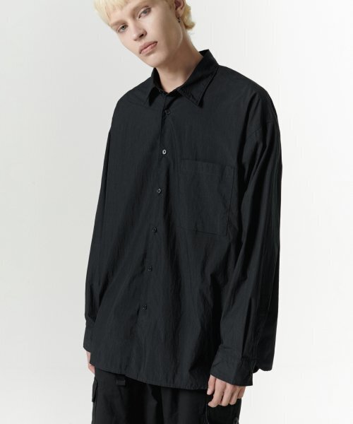 MUSINSA STANDARD（ムシンサスタンダード）の「[シティレジャー] CNオーバーサイズシャツ [ブラック]（シャツ/ブラウス・メンズ・その他・SMALL/MEDIUM/LARGE/X-LARGE/XX-LARGE）」の2枚目の写真