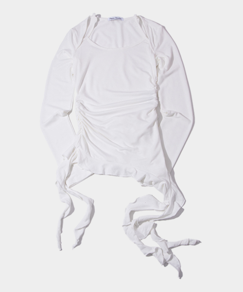 PLACE STUDIO（プレイススタジオ）の「サイドシェアリングフリルノースリーブレイヤードスリムフィットロングスリーブレス [ブラック]（Tシャツ/カットソー・レディース・ブラック・FREE）」の7枚目の写真