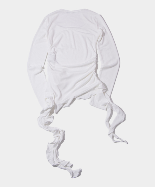 PLACE STUDIO（プレイススタジオ）の「サイドシェアリングフリルノースリーブレイヤードスリムフィットロングスリーブレス [ブラック]（Tシャツ/カットソー・レディース・ブラック・FREE）」の6枚目の写真