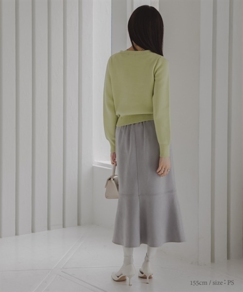 Petitjo（プッチージョ）の「小さいサイズ　パッチポケットスエード調スカート　低身長さん・小柄女性（スカート・レディース・ブラウン/ライトグレー・PS/PSS/PL/PM）」の6枚目の写真