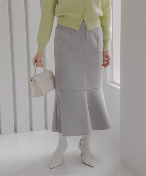 Petitjo（プッチージョ）の「小さいサイズ　パッチポケットスエード調スカート　低身長さん・小柄女性（スカート・レディース・ブラウン/ライトグレー・PS/PSS/PL/PM）」の9枚目の写真