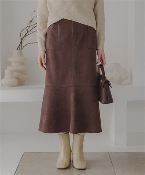 Petitjo（プッチージョ）の「小さいサイズ　パッチポケットスエード調スカート　低身長さん・小柄女性（スカート・レディース・ブラウン/ライトグレー・PS/PSS/PL/PM）」の15枚目の写真