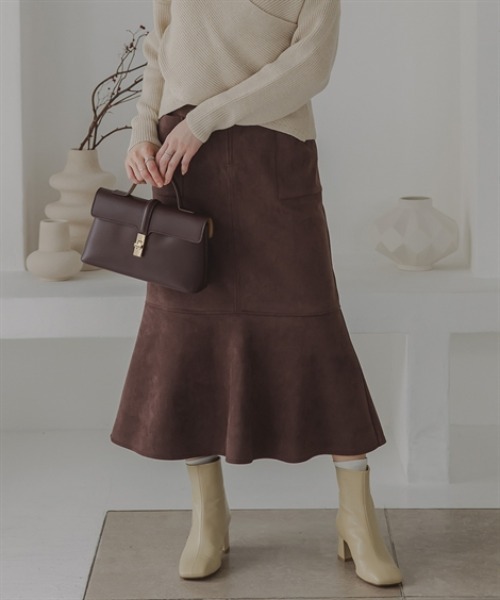 Petitjo（プッチージョ）の「小さいサイズ　パッチポケットスエード調スカート　低身長さん・小柄女性（スカート・レディース・ブラウン/ライトグレー・PS/PSS/PL/PM）」の16枚目の写真