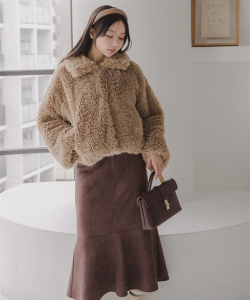 Petitjo（プッチージョ）の「小さいサイズ　パッチポケットスエード調スカート　低身長さん・小柄女性（スカート・レディース・ブラウン/ライトグレー・PS/PSS/PL/PM）」の18枚目の写真