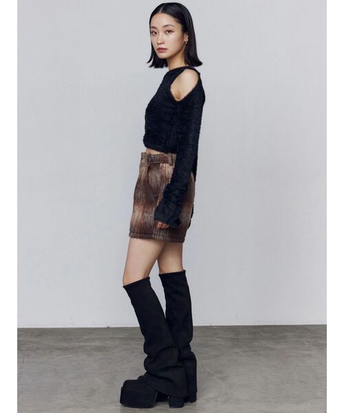 EMODA（エモダ）の「シャギースキンラインニット（ニット/セーター・レディース・ブラック/アイボリー/グレー・FREE）」の6枚目の写真