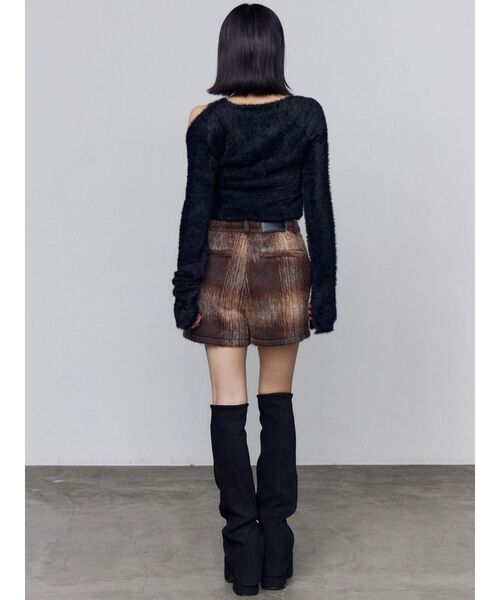 EMODA（エモダ）の「シャギースキンラインニット（ニット/セーター・レディース・ブラック/アイボリー/グレー・FREE）」の7枚目の写真