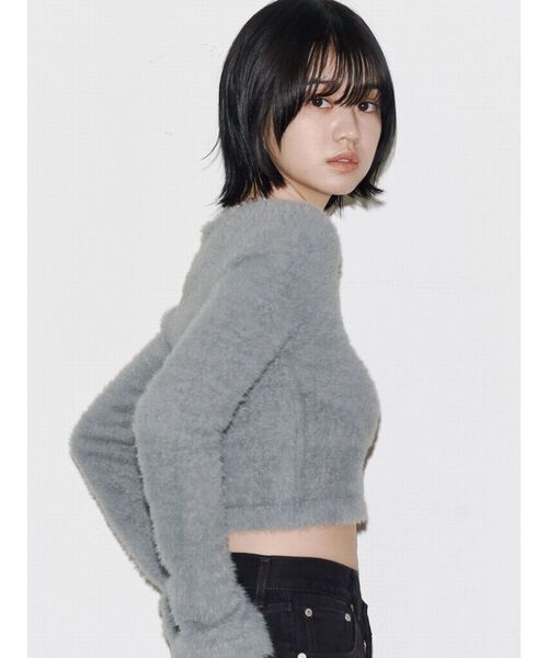 EMODA（エモダ）の「シャギースキンラインニット（ニット/セーター・レディース・ブラック/アイボリー/グレー・FREE）」の10枚目の写真