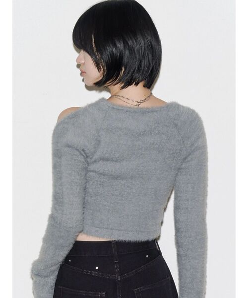 EMODA（エモダ）の「シャギースキンラインニット（ニット/セーター・レディース・ブラック/アイボリー/グレー・FREE）」の11枚目の写真