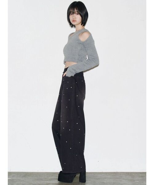 EMODA（エモダ）の「シャギースキンラインニット（ニット/セーター・レディース・ブラック/アイボリー/グレー・FREE）」の13枚目の写真