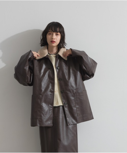 OandI（オーアンドアイ）の「ボア付きフェイクレザーカバーオール（その他アウター・レディース・ブラウン/ブラック・FREE）」の20枚目の写真