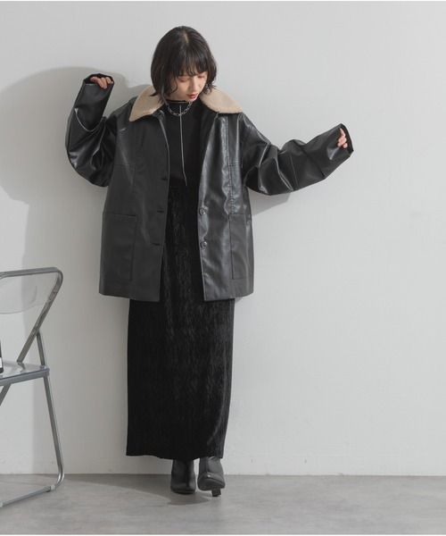 OandI（オーアンドアイ）の「ボア付きフェイクレザーカバーオール（その他アウター・レディース・ブラウン/ブラック・FREE）」の4枚目の写真