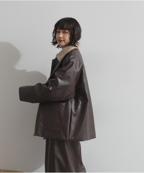 OandI（オーアンドアイ）の「ボア付きフェイクレザーカバーオール（その他アウター・レディース・ブラウン/ブラック・FREE）」の18枚目の写真