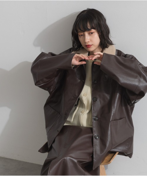 OandI（オーアンドアイ）の「ボア付きフェイクレザーカバーオール（その他アウター・レディース・ブラウン/ブラック・FREE）」の16枚目の写真