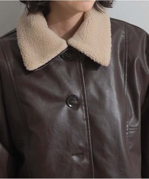 OandI（オーアンドアイ）の「ボア付きフェイクレザーカバーオール（その他アウター・レディース・ブラウン/ブラック・FREE）」の15枚目の写真