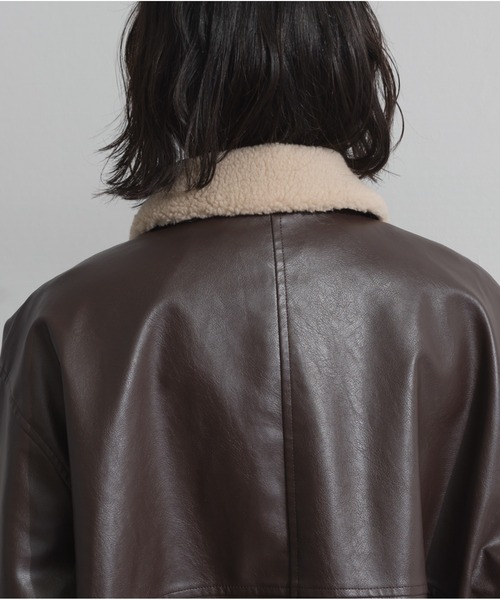 OandI（オーアンドアイ）の「ボア付きフェイクレザーカバーオール（その他アウター・レディース・ブラウン/ブラック・FREE）」の14枚目の写真