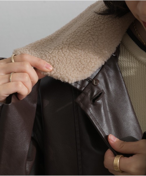 OandI（オーアンドアイ）の「ボア付きフェイクレザーカバーオール（その他アウター・レディース・ブラウン/ブラック・FREE）」の12枚目の写真