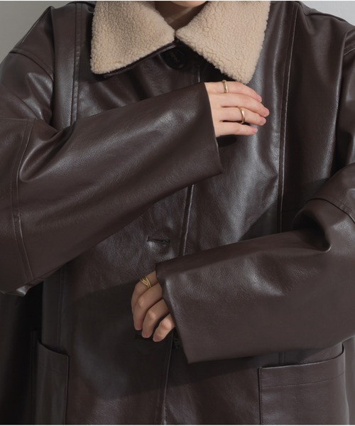 OandI（オーアンドアイ）の「ボア付きフェイクレザーカバーオール（その他アウター・レディース・ブラウン/ブラック・FREE）」の11枚目の写真