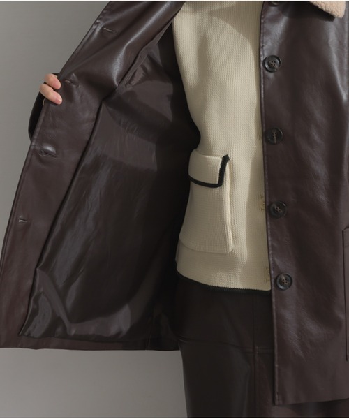 OandI（オーアンドアイ）の「ボア付きフェイクレザーカバーオール（その他アウター・レディース・ブラウン/ブラック・FREE）」の9枚目の写真