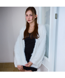 Fur Overfit Cardigan [Ivory]