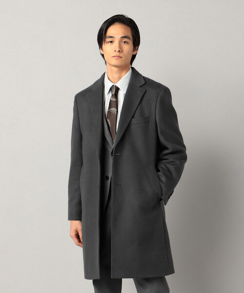 COMME CA MEN（コムサメン）の「尾州産 ウールビーバー チェスターコート（チェスターコート・メンズ・チャコールグレー/ブラック・S/L/M）」の2枚目の写真