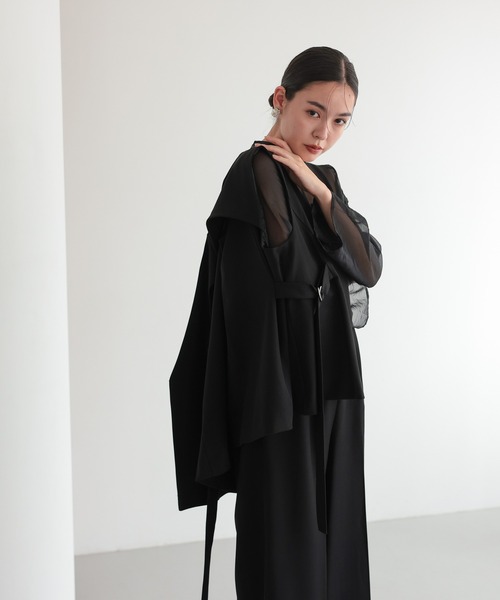 TOKYO OFFICA(トーキョーオフィカ)の「入学式 卒業式 結婚式 二次会対応 オールインワン パンツ セットアップ ジレ レイヤード シアースリーブ サイドベルト ウエストマーク きれいめ 体型カバー セレモニー フォーマル 入学式 卒業式 結婚式 二次会対応 ドレス スーツ(スーツセット・レディース・ブラウン/ベージュ/ブラック・M/L)」の8枚目の写真