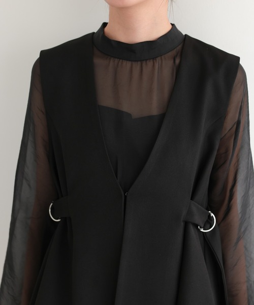 TOKYO OFFICA(トーキョーオフィカ)の「入学式 卒業式 結婚式 二次会対応 オールインワン パンツ セットアップ ジレ レイヤード シアースリーブ サイドベルト ウエストマーク きれいめ 体型カバー セレモニー フォーマル 入学式 卒業式 結婚式 二次会対応 ドレス スーツ(スーツセット・レディース・ブラウン/ベージュ/ブラック・M/L)」の18枚目の写真