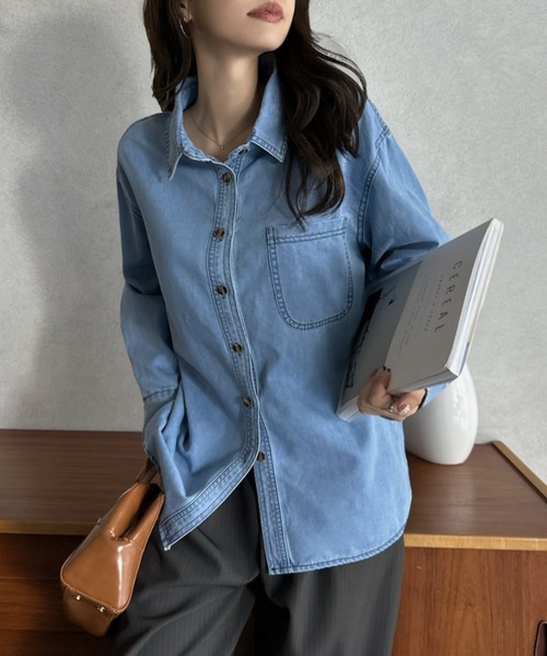 Eclat one(エクラワン)の「【Eclat one】オーバーサイズ デニムシャツ(シャツ/ブラウス・レディース・ライトブルー/ブルー・M)」の11枚目の写真