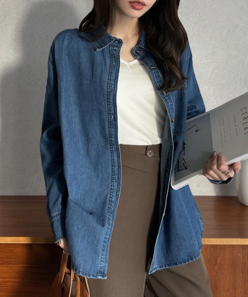 Eclat one(エクラワン)の「【Eclat one】オーバーサイズ デニムシャツ(シャツ/ブラウス・レディース・ライトブルー/ブルー・M)」の7枚目の写真
