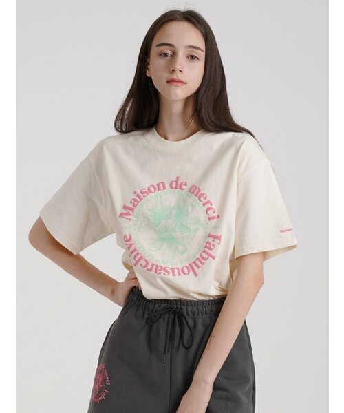 FABULOUS ARCHIVE(ファビュラスアーカイブ)の「ウィメンズ リリス リラックスクロップTシャツ クリームピンク(FCC2TS385W)(Tシャツ/カットソー・レディース・アイボリー・SMALL/MEDIUM)」の1枚目の写真