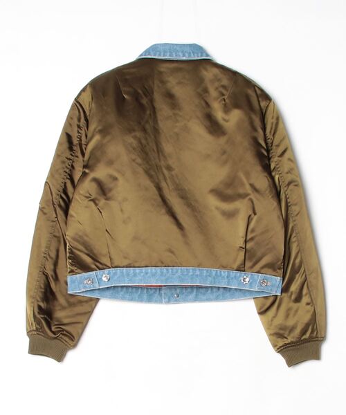 DOUBLE STANDARD CLOTHING(ダブルスタンダードクロージング)の「ナイロンサテン×13oz デニム MA-1ジャケット(MA-1・レディース・カーキ・FREE)」の2枚目の写真
