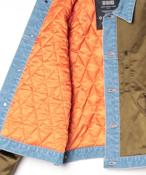 DOUBLE STANDARD CLOTHING(ダブルスタンダードクロージング)の「ナイロンサテン×13oz デニム MA-1ジャケット(MA-1・レディース・カーキ・FREE)」の3枚目の写真