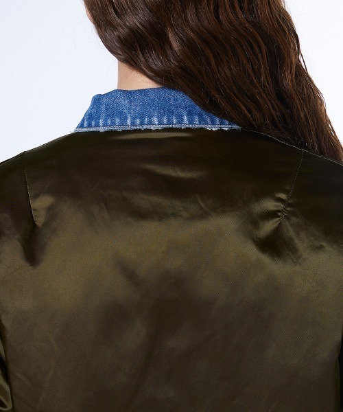 DOUBLE STANDARD CLOTHING(ダブルスタンダードクロージング)の「ナイロンサテン×13oz デニム MA-1ジャケット(MA-1・レディース・カーキ・FREE)」の13枚目の写真