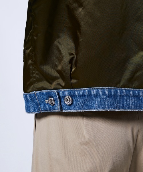 DOUBLE STANDARD CLOTHING(ダブルスタンダードクロージング)の「ナイロンサテン×13oz デニム MA-1ジャケット(MA-1・レディース・カーキ・FREE)」の14枚目の写真