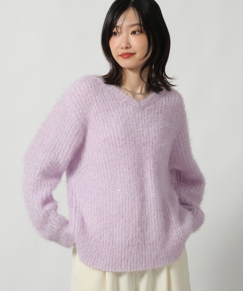 LAKOLE（ラコレ）の「2WAYラメ混ニットプルオーバー / 611785（ニット/セーター・レディース・グレー/ベージュ/ラベンダー・FREE）」の3枚目の写真