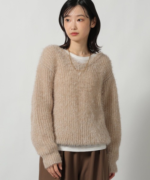 LAKOLE（ラコレ）の「2WAYラメ混ニットプルオーバー / 611785（ニット/セーター・レディース・グレー/ベージュ/ラベンダー・FREE）」の2枚目の写真