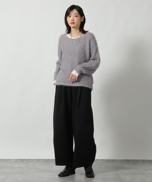 LAKOLE（ラコレ）の「2WAYラメ混ニットプルオーバー / 611785（ニット/セーター・レディース・グレー/ベージュ/ラベンダー・FREE）」の4枚目の写真