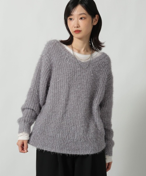 LAKOLE（ラコレ）の「2WAYラメ混ニットプルオーバー / 611785（ニット/セーター・レディース・グレー/ベージュ/ラベンダー・FREE）」の12枚目の写真