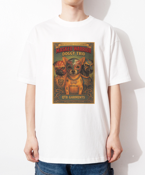 QT8 GARMENTS(キューティーエイトガーメント)の「OC Masked Trio Tee (Ivory)(Tシャツ/カットソー・レディース・その他・LARGE/X-LARGE/SMALL/MEDIUM)」の1枚目の写真