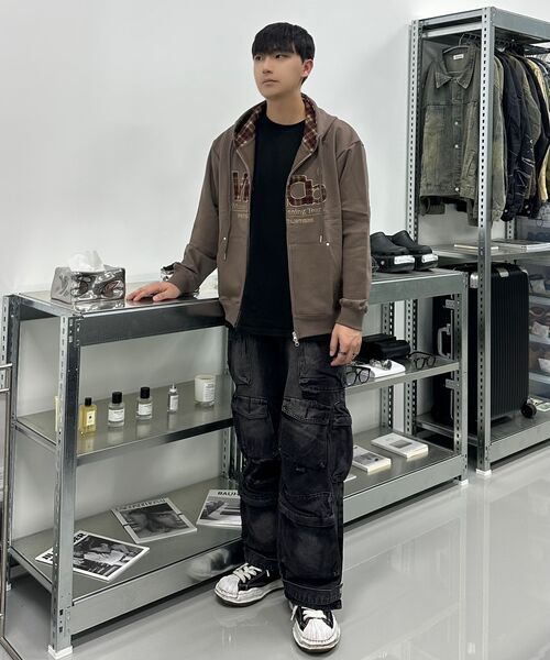 VENHIT（ベンヒット）の「MRT チェックアプリケ フードパーカー_モカムース（パーカー・レディース・ブラウン・MEDIUM/LARGE/X-LARGE）」の6枚目の写真