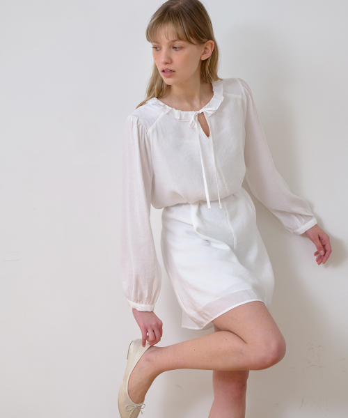 フリルストラップドレス - アイボリー