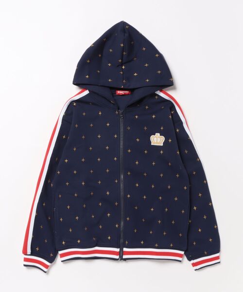 BABYDOLL(ベビードール)の「親子お揃い スパークルラインジップパーカー 1186K (ボトムス別売)(パーカー・キッズ・オフホワイト/ネイビー/グリーン・90cm/100cm/120cm/130cm/110cm/150cm/140cm)」の1枚目の写真