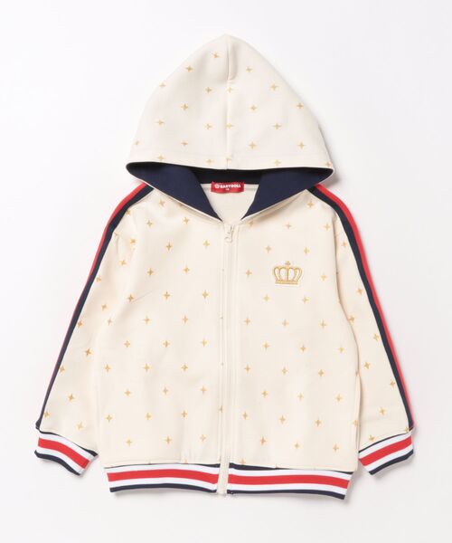 BABYDOLL(ベビードール)の「親子お揃い スパークルラインジップパーカー 1186K (ボトムス別売)(パーカー・キッズ・オフホワイト/ネイビー/グリーン・90cm/100cm/120cm/130cm/110cm/150cm/140cm)」の2枚目の写真
