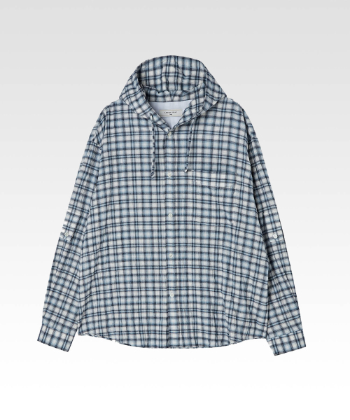 AFTERPRAY(アフタープレイ)の「オーバーサイズチェックフードパーカーシャツスカイ(パーカー・レディース・その他・LARGE/MEDIUM/SMALL/X-LARGE)」の1枚目の写真