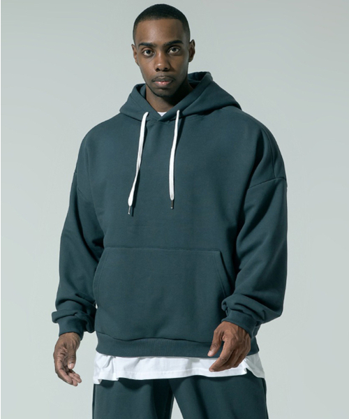 ヘビージュリーベーシックフードパーカー（ディープターコイズ