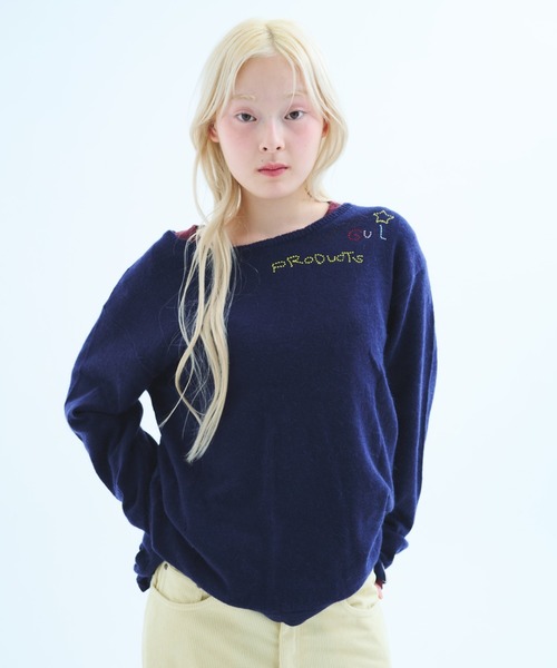 common gull products.(コモンガルプロダクツ)の「針と糸とGULLニット(ニット/セーター・レディース・ネイビー/パープル系/ライトブルー・SMALL/MEDIUM/LARGE)」の4枚目の写真