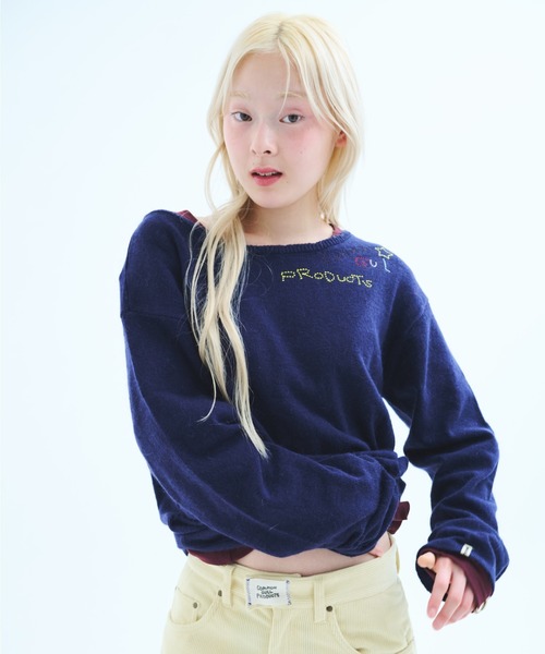common gull products.(コモンガルプロダクツ)の「針と糸とGULLニット(ニット/セーター・レディース・ネイビー/パープル系/ライトブルー・SMALL/MEDIUM/LARGE)」の5枚目の写真