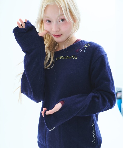common gull products.(コモンガルプロダクツ)の「針と糸とGULLニット(ニット/セーター・レディース・ネイビー/パープル系/ライトブルー・SMALL/MEDIUM/LARGE)」の12枚目の写真